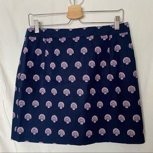 J. Crew Navy and Pink Shell Skirt